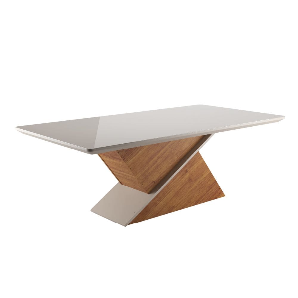 Mesa Sala de Jantar Tampo com Vidro Engel 1,80m Madeirado/Off White Viero