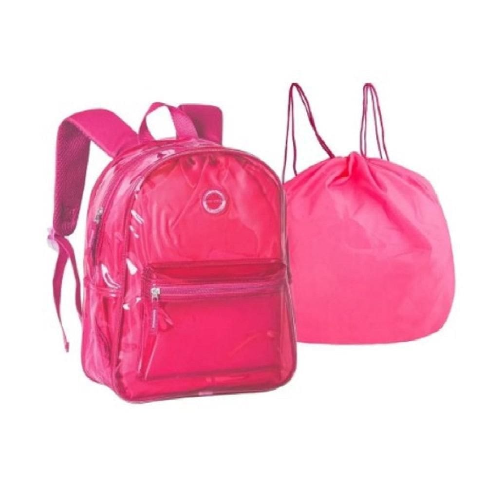 Mochila De Costa C/Bolsa Removível Neon Rosa 17 -Clio Style