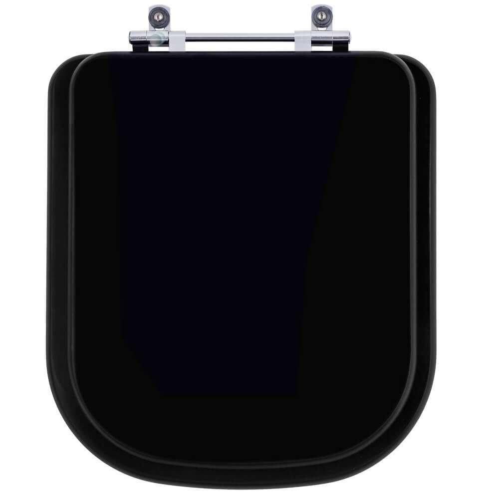 Assento Sanitário Poliester Debba Matte Black Para Vaso Roca