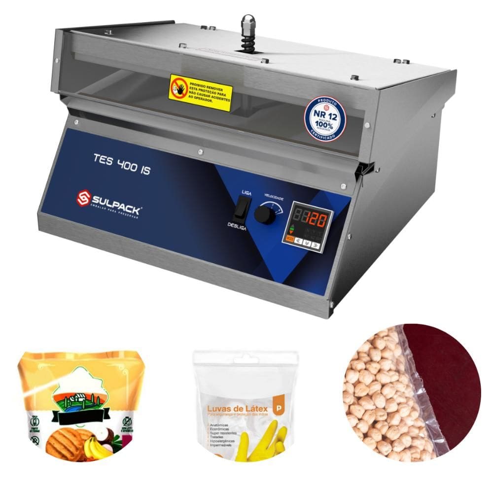 Seladora Industrial Semi Automática 2 Velocidades 40cm Digital TES 400is Inox Sulpack