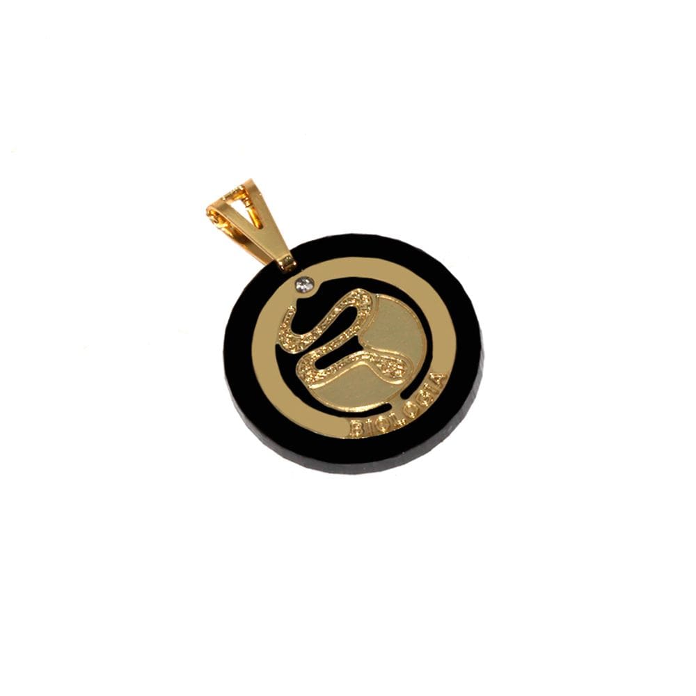 Pingente Biologia Profissão Curso Biólogo Folheado 18k