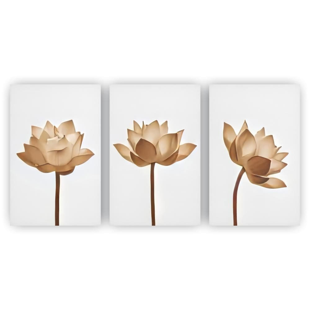 Kit Placas Quadros Decorativos 3 Pçs 60X40 Floral Rustica