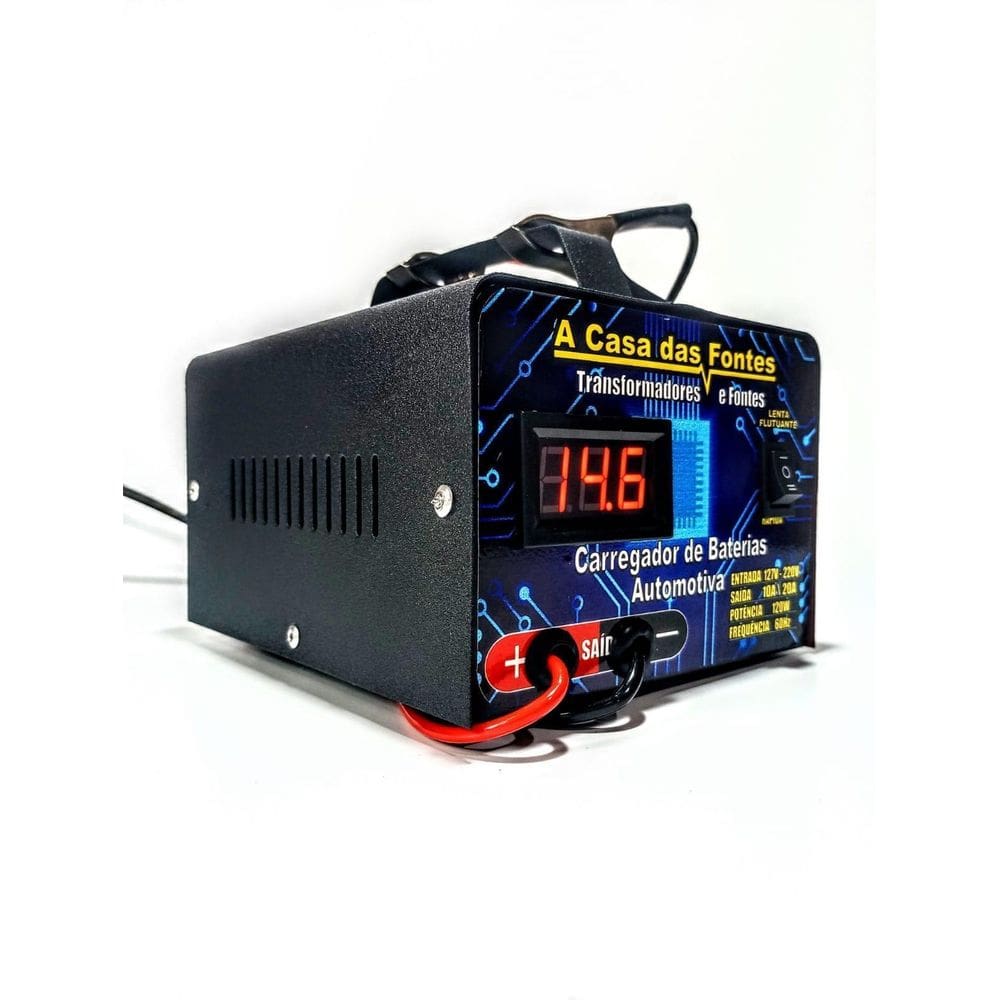 Carregador De Bateria 12V Portátil Flutuante 20A Automotivo