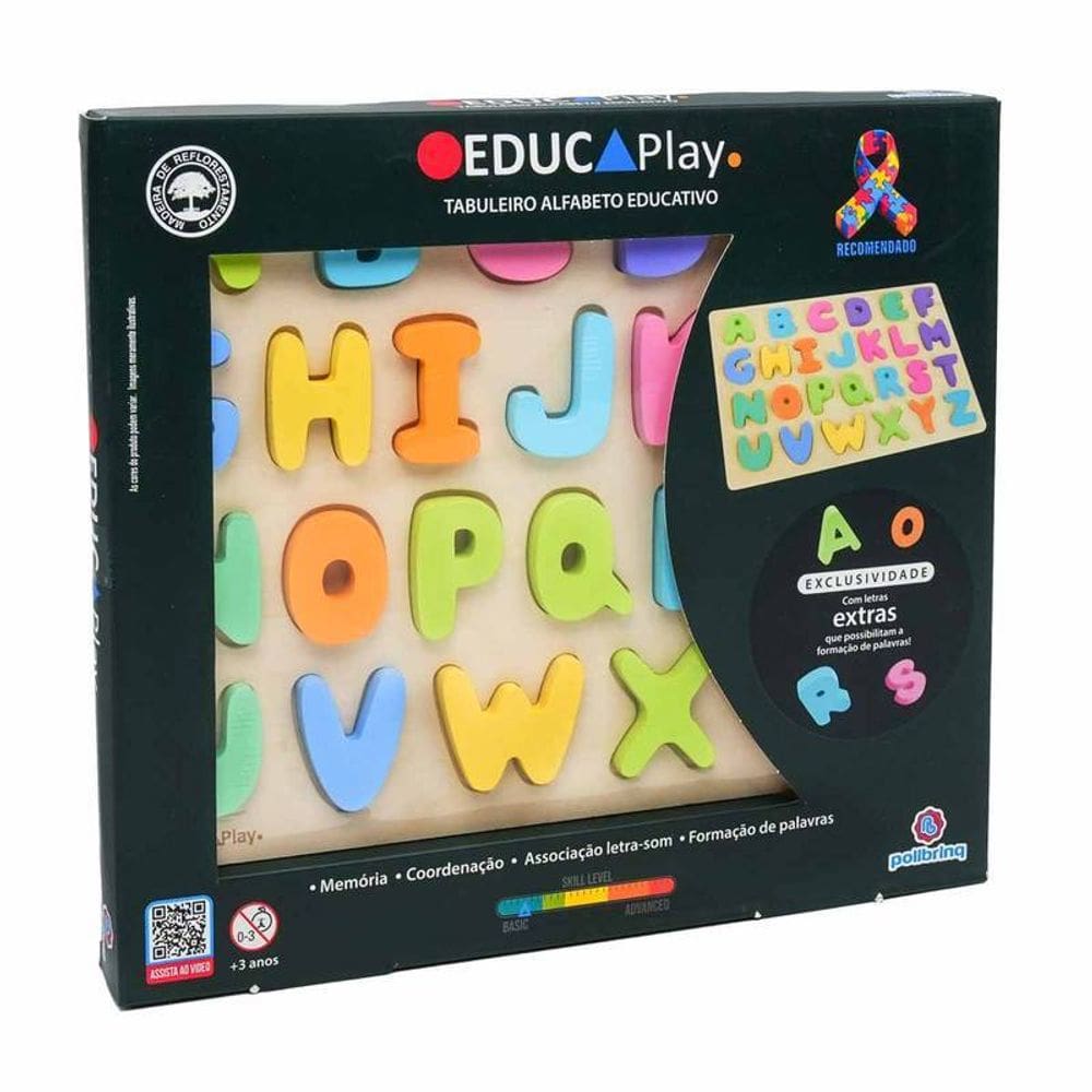 Brinquedo Pedagógico Educaplay Tabuleiro Alfabeto Educativo