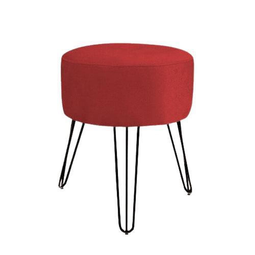 Puff Puf Decorativo Vermelho De Luxo Pés Aramado