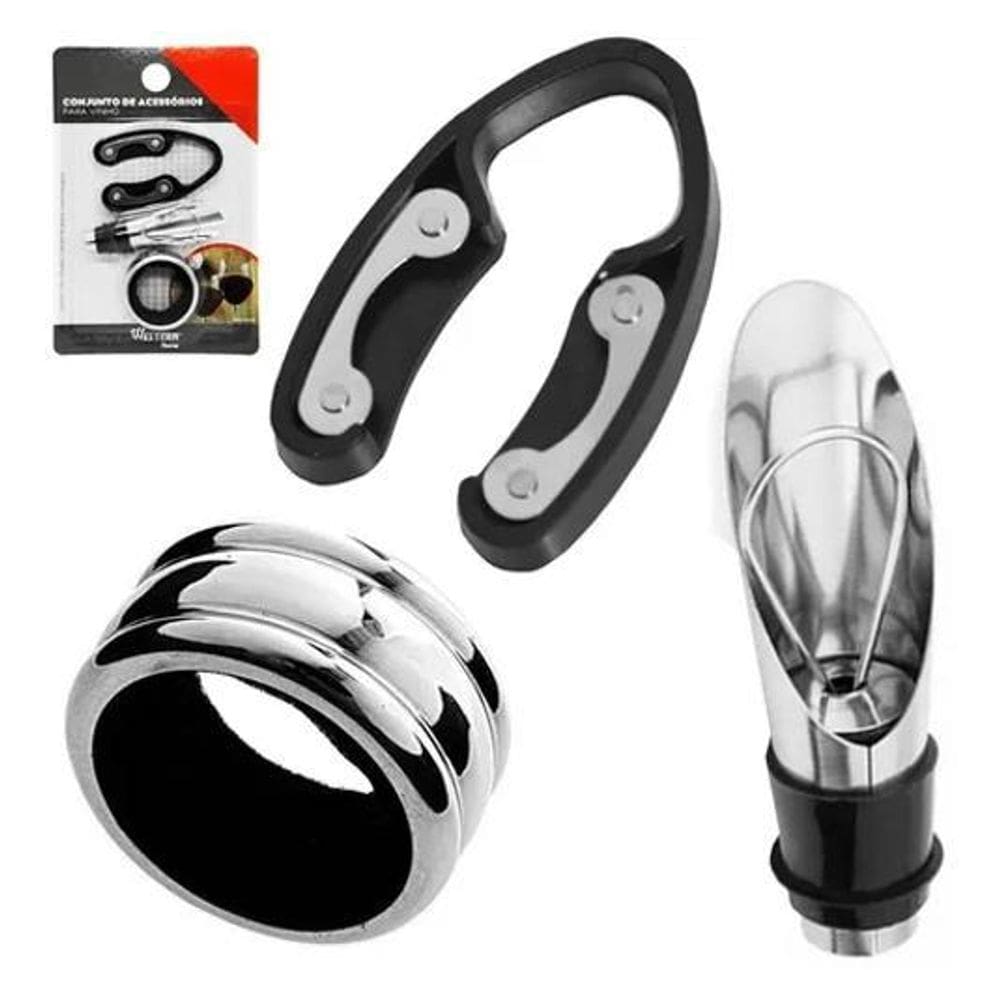 Jogo 3 Acessorios Para Vinho Western Home