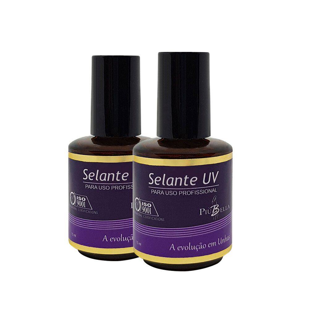 Kit Piubella 2 Selante Uv Finalizador Unhas Artificiais 15Ml