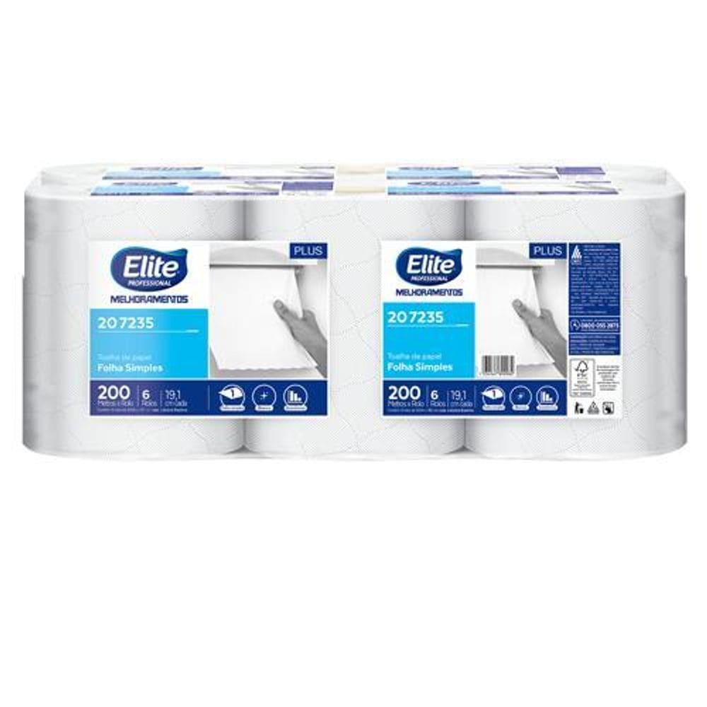 Toalha De Papel Rolo Bobina Plus F.Simples 6X200 Elite