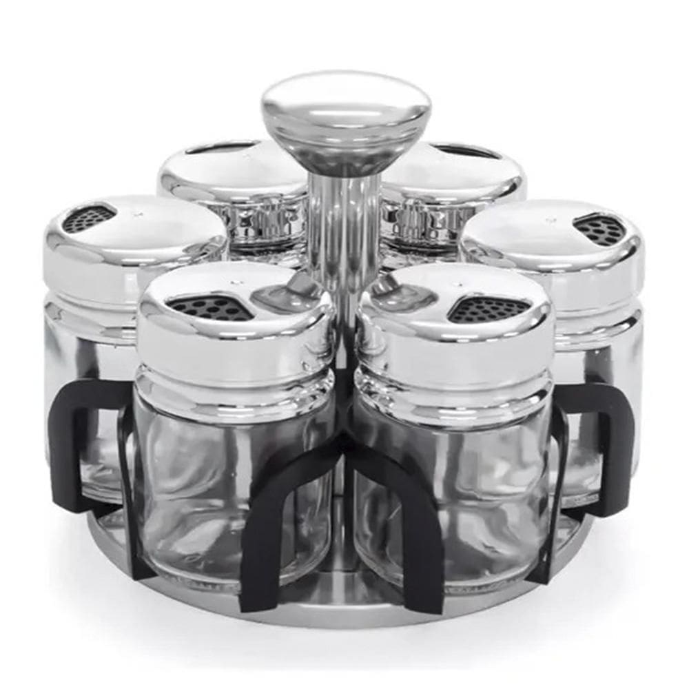 Porta Tempero Condimentos Saleiro 6 Potes Redondo Giratório