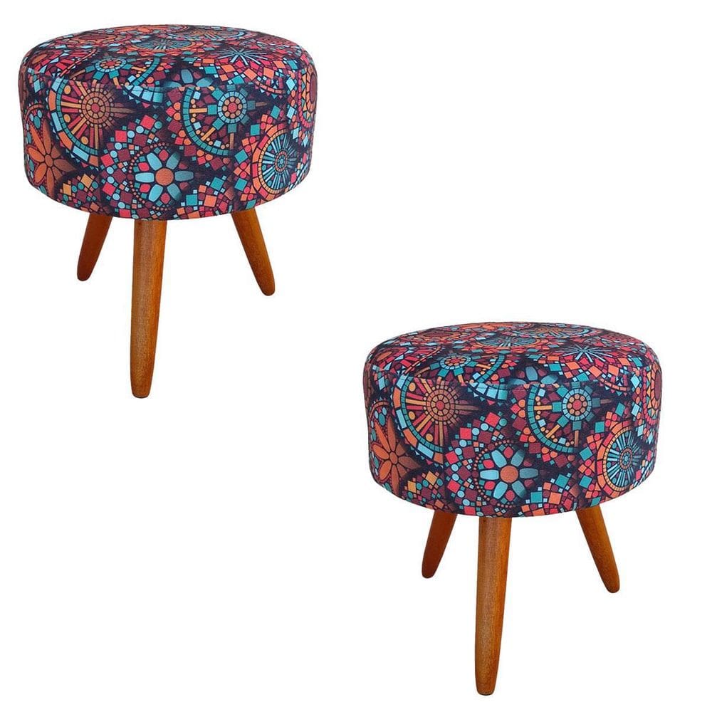 Kit 2 Puf, Puff Para Sala, Puff Redondo, Mandala  Luxo