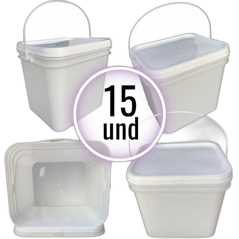 Balde Retangular 3.6L Para Armazenas Comida - 15 Pcs