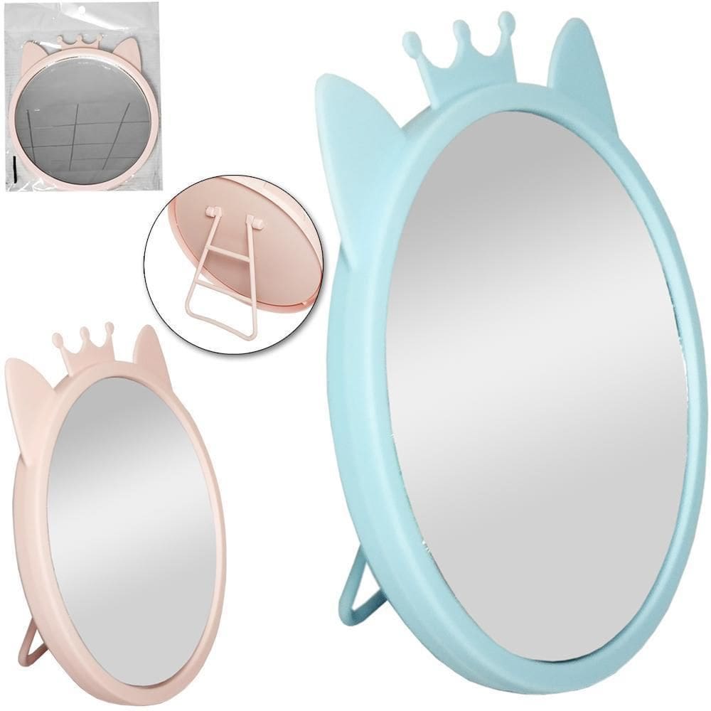 Espelho Mesa / Pendurar Oval Moldura Plastico 15,2X14,5Cm