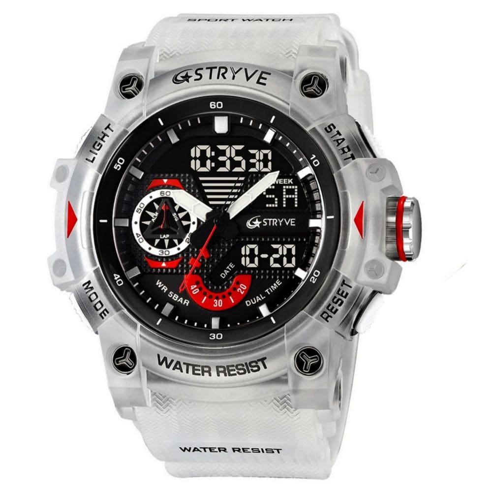 Relógio esportivo analógico-digital masculino design luminoso 5ATM impermeavel