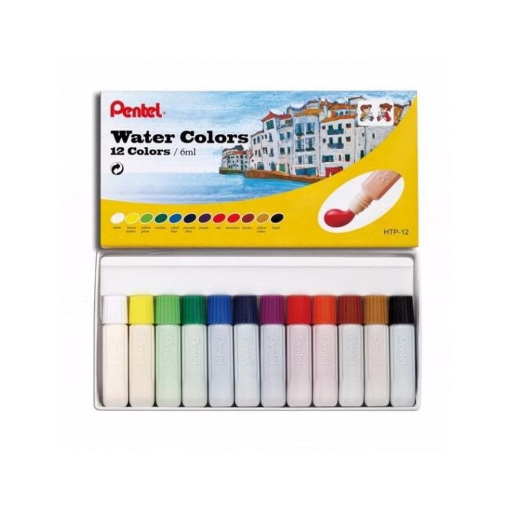Estojo Tinta Aquarela Bisnaga Pentel 12 Cores Htp 12