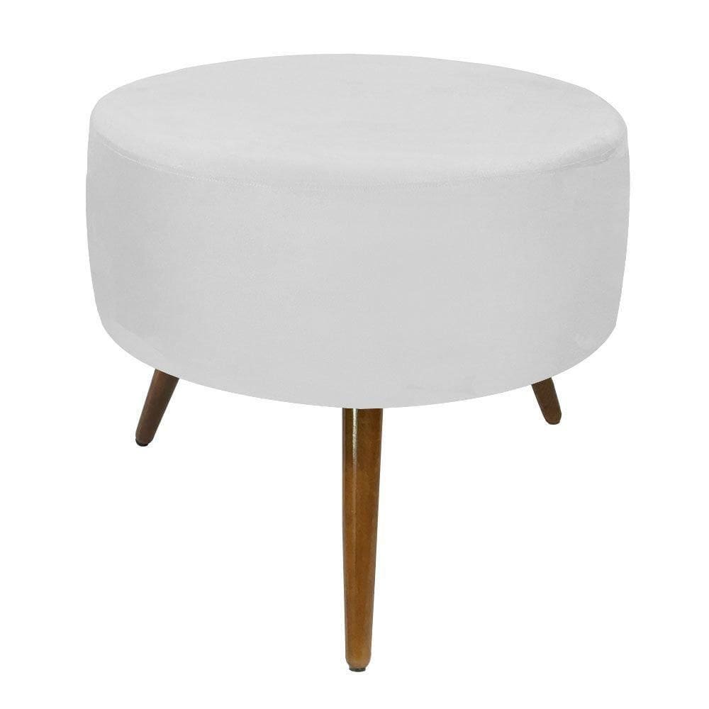 Puff Magnus Redondo Branco Decorativo Pé Palito