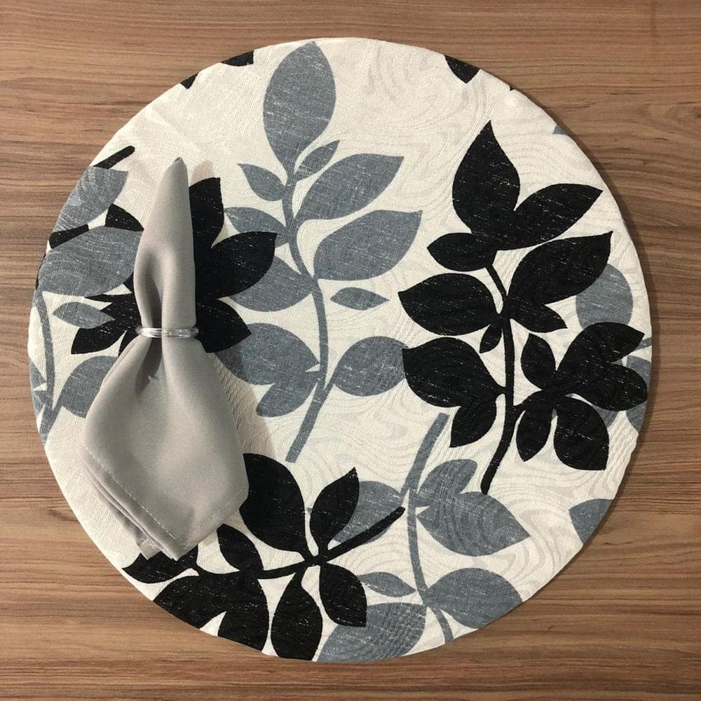 Jogo De Sousplat De Tecido 4 Lugares Completos Cinza