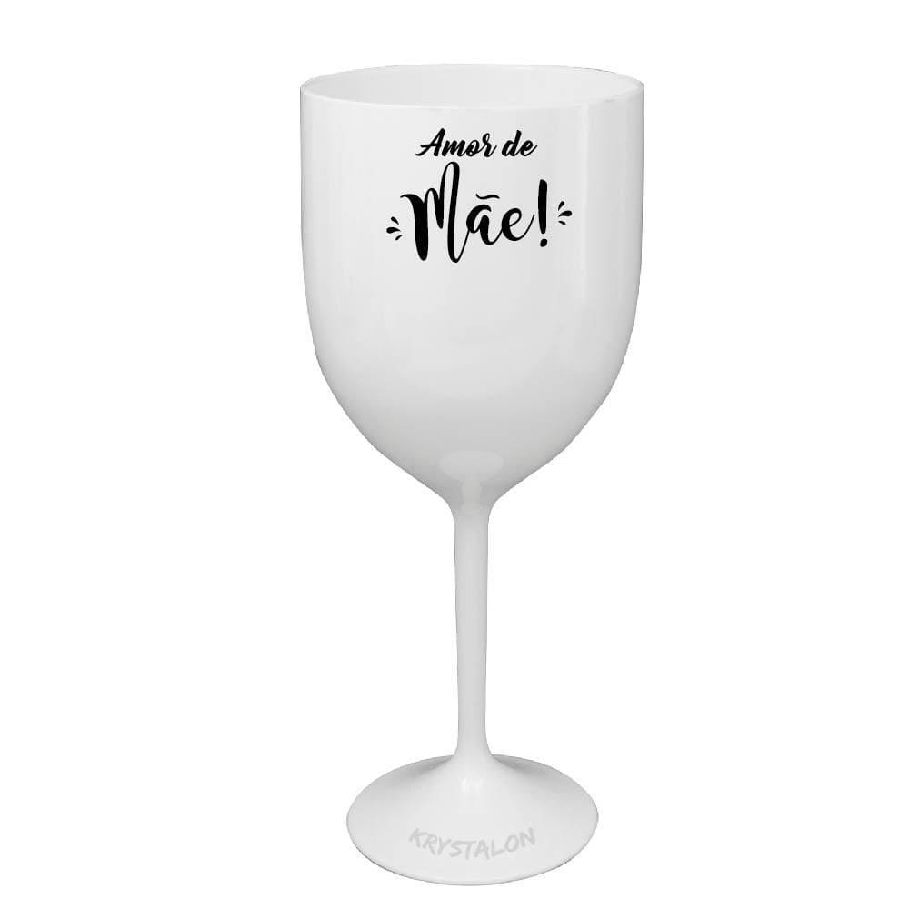 Taça Vinho Branca Acrílico Para Dia Das Mães - Amor De Mãe