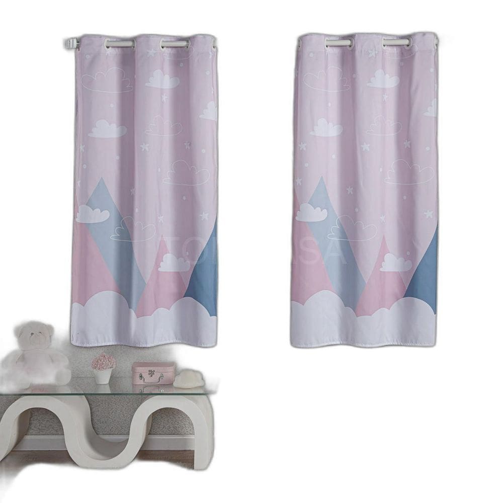 Cortina Infantil Quarto Bebe Menina Montanha Rosa 200X150