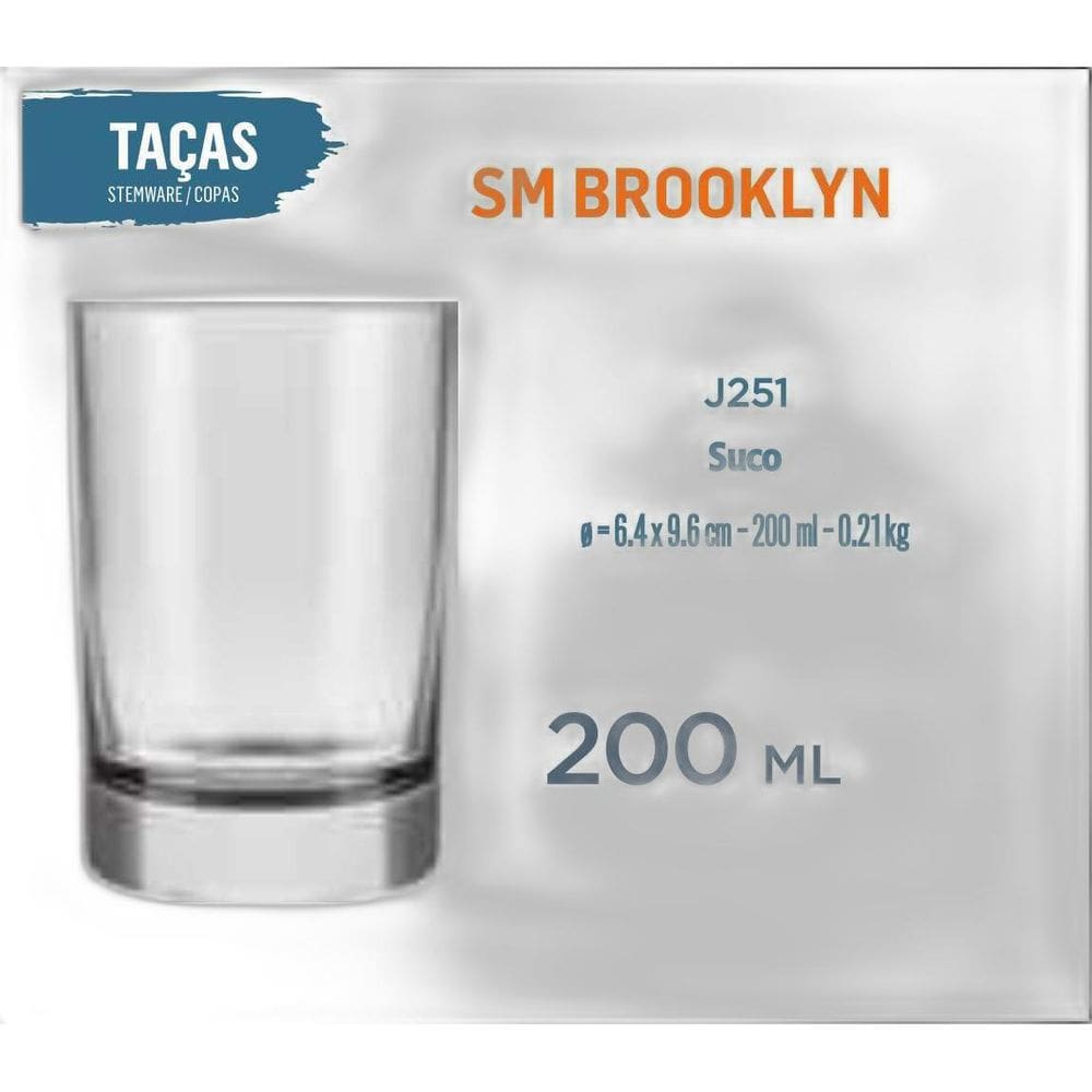 12 Copos Brooklyn 200Ml Água Refrigerante Suco Batida
