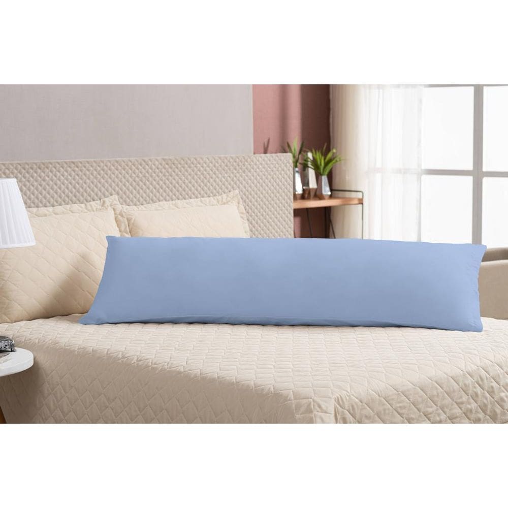 Fronha De Travesseiro Ziper Percal 180 Fios Azul 90Cm