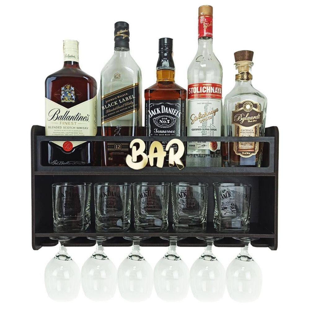 Barzinho Parede Aparador Bebidas Sala Tema Bar 49X26 Cor