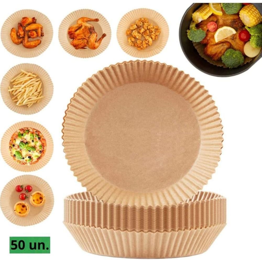 Kit 50Pcs Formas Redonda Fritadeira Eletrica Papel 16Cm X