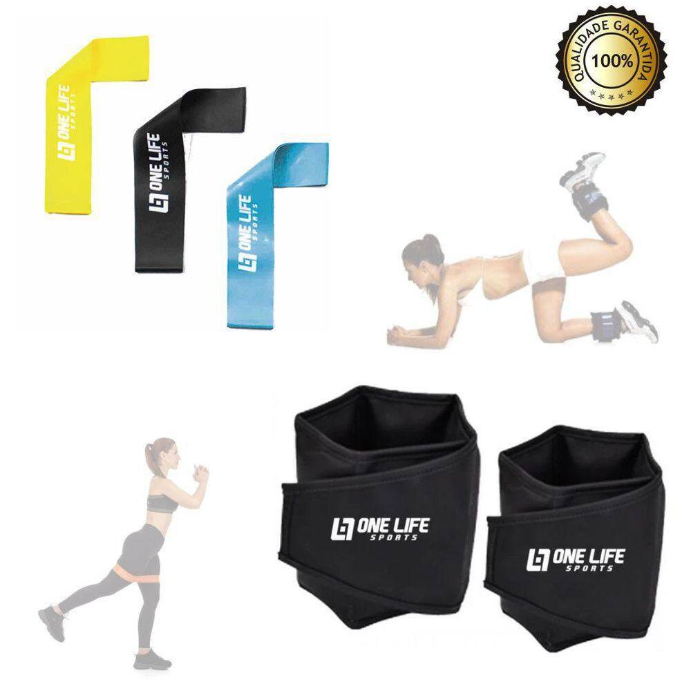 Caneleira 3kg + Kit Mini Band Cheers - Preto + 3 Anéis