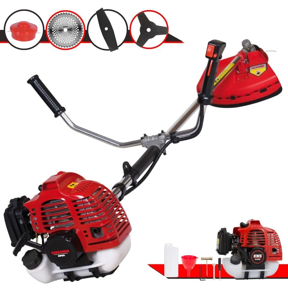Roçadeira Podador de Grama À Gasolina KW52-L 2T 52cc 2,5HP de Alta Performance Com Carretel e Faca 3 Pontas + EXTRA Faca 2 Pontas e Faca 40 Dentes