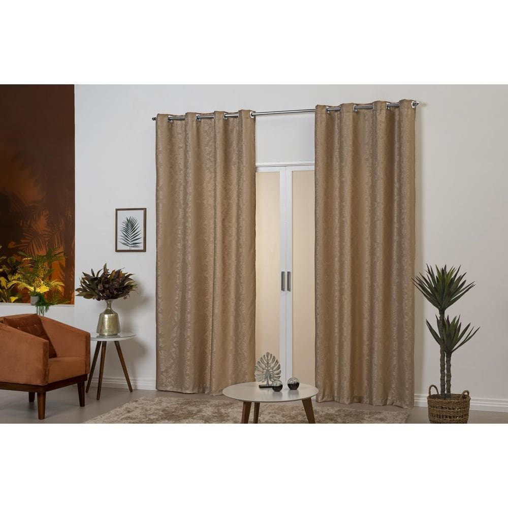 Cortina Tecido Jacquard Bloqueia 50% Claridade 3M Avelã
