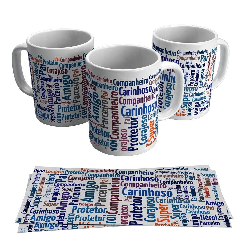 Caneca Dia Dos Pais Diversas Virtudes Coloridas 325ml