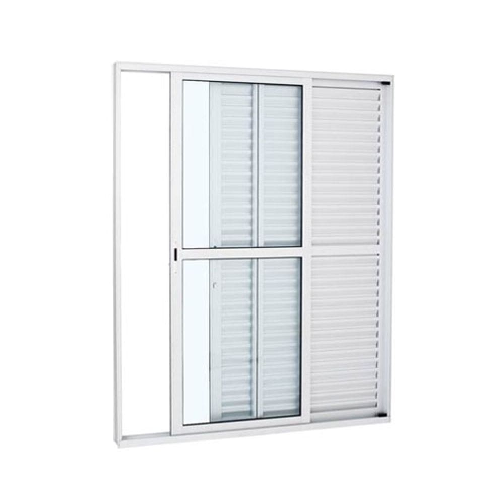 Porta Balcão 3 Folhas Aluminio Branco C/Fechadura 2,10x1,50