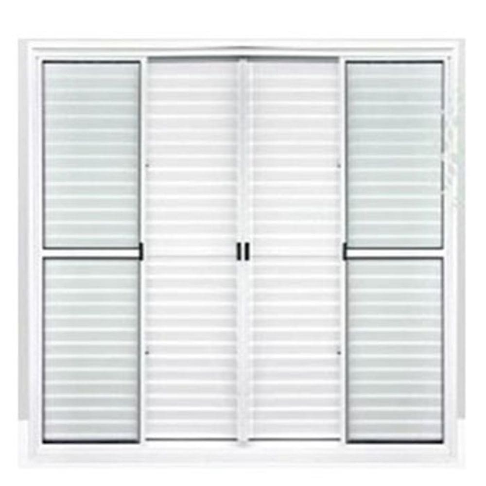 Porta Balcão 6 Folhas Aluminio Branco C/Trinco 2,10x2,00