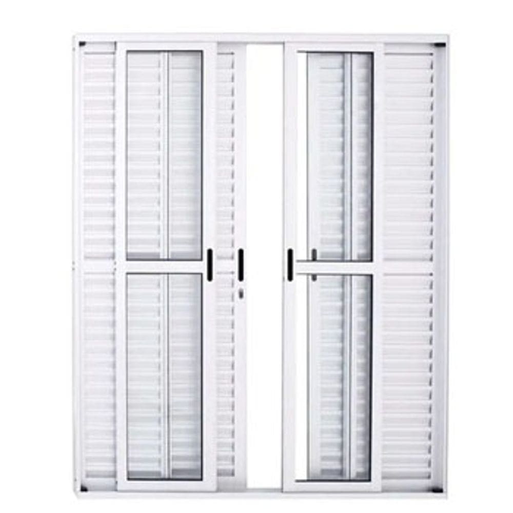 Porta Balcão 6 Folhas Aluminio Branco C/Fechadura 2,10x2,00