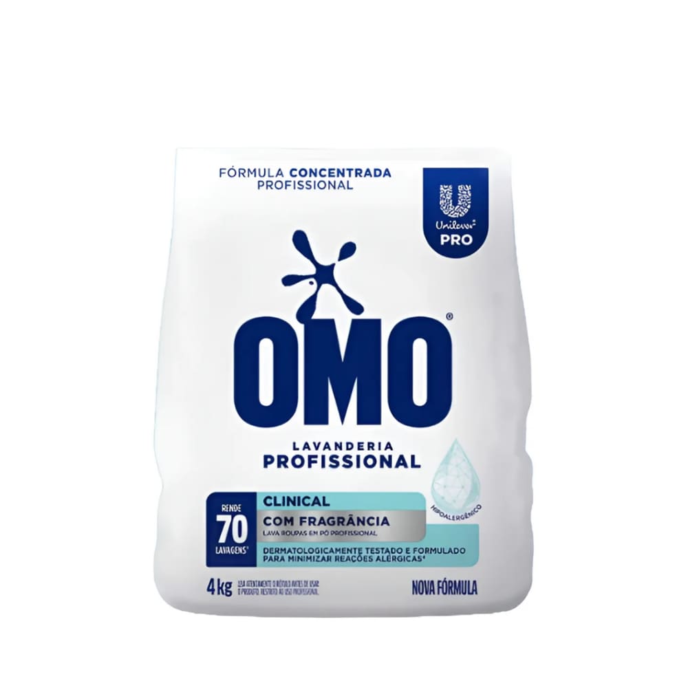 Lava Roupas em Pó 4kg Omo Clinical Com Fragrância