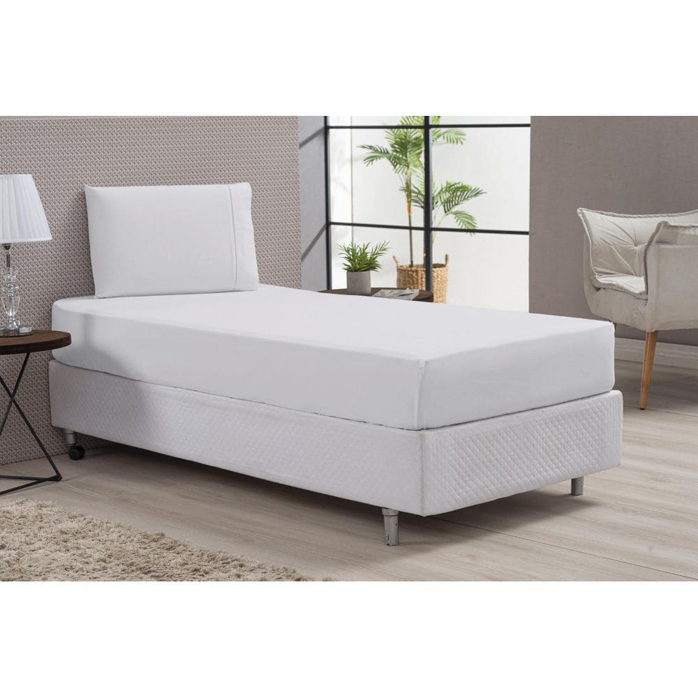 Lençol Macio Branco Fronha 80% Algodão Solteiro Elástico