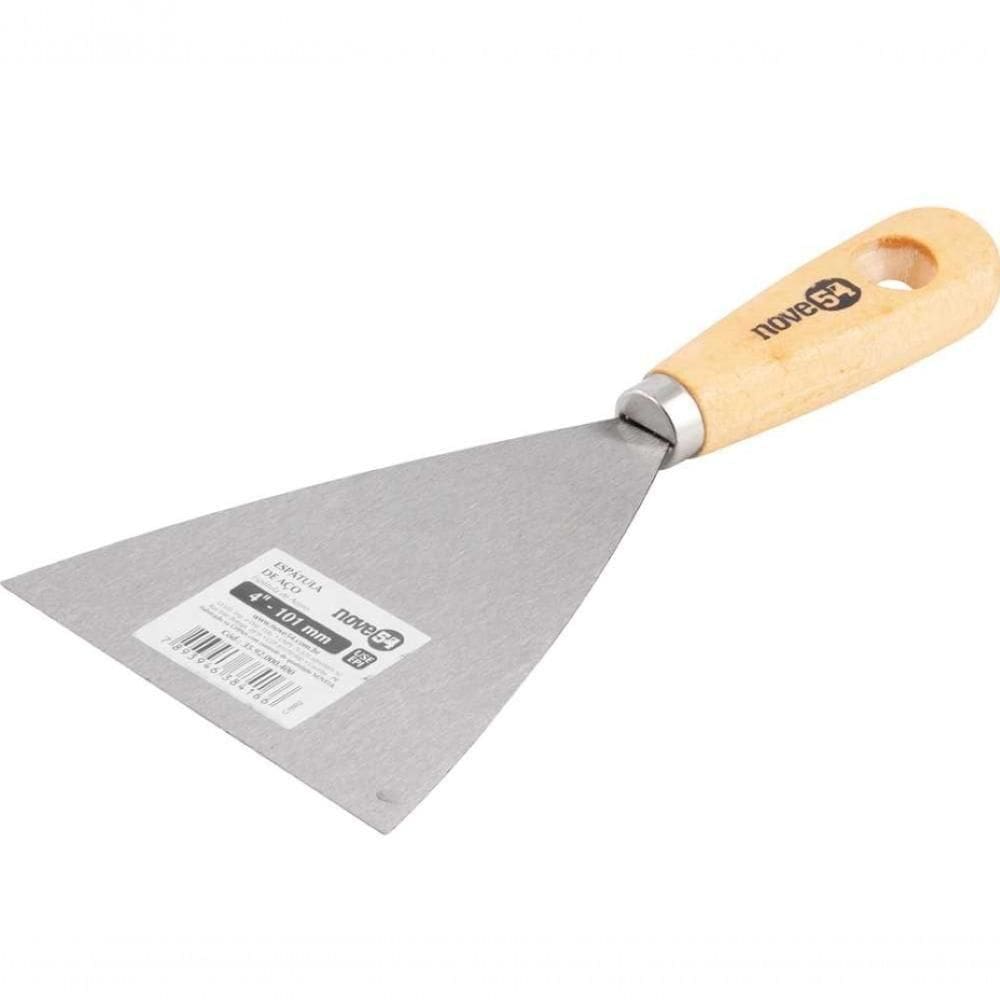 Espátula Betumadeira Aço Carbono 4” 10cm Cabo Madeira Nove54