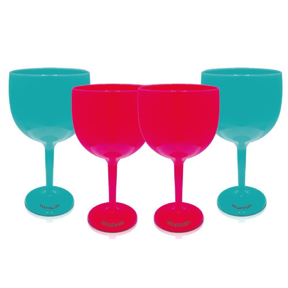 Taça Para Gin Azul Tiffany E Rosa Kit 4 Unidades Em Acrílico