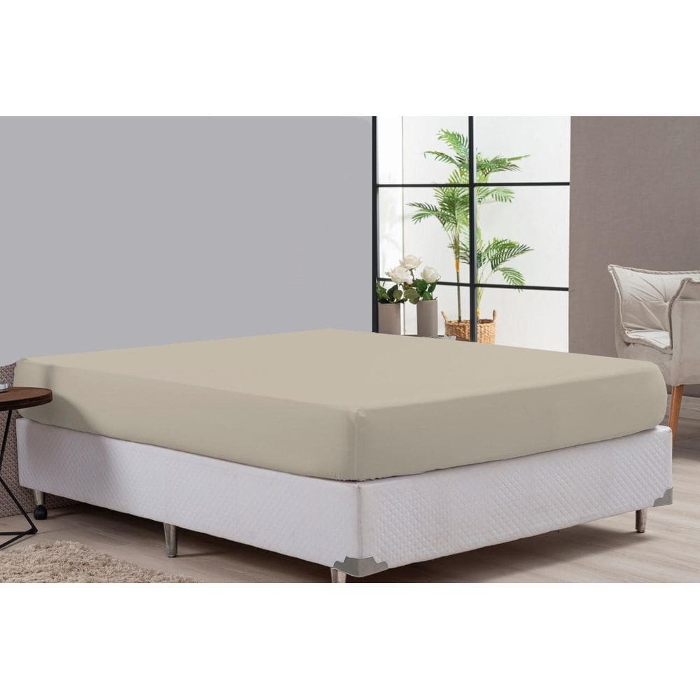 Lençol Avulso 80% Algodão Cáqui Cama Casal Queen