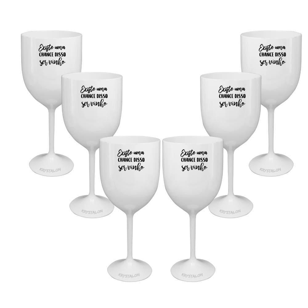 Kit 6 Taças Vinho Brancas Acrílico Personalizadas