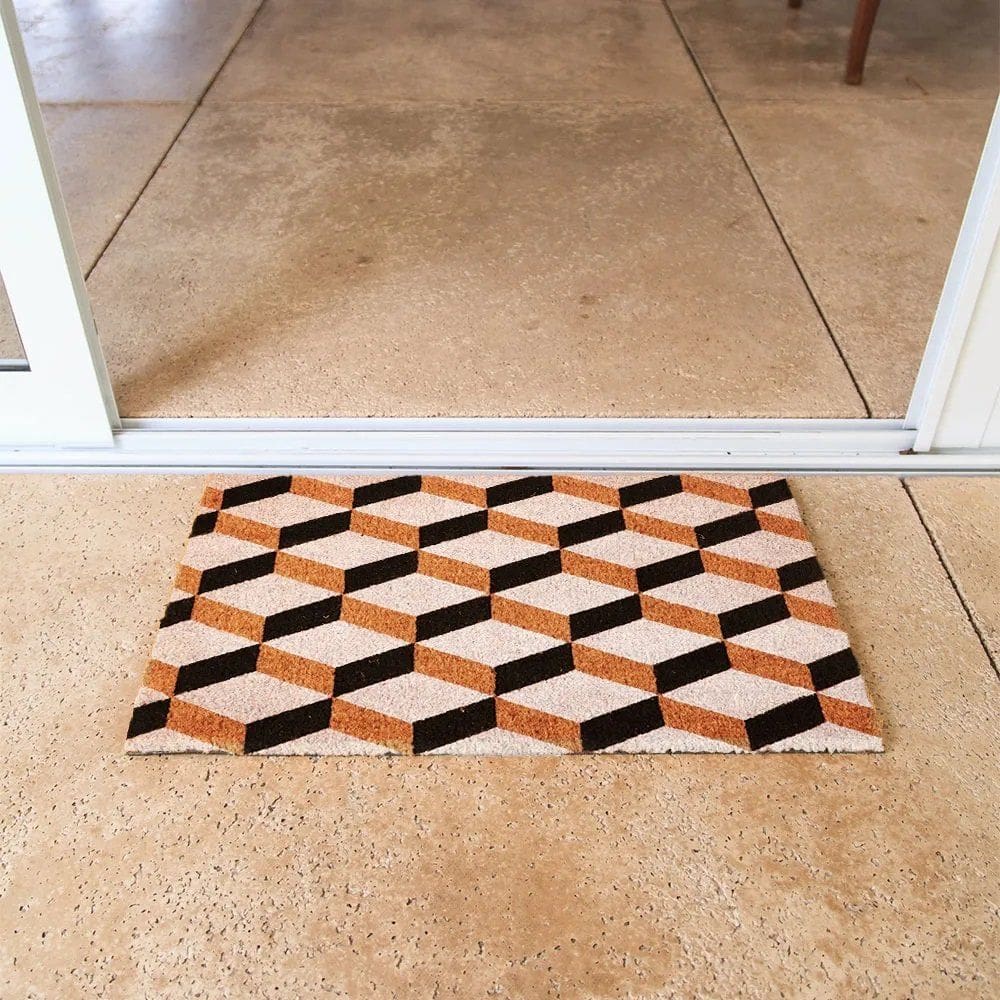 Capacho Retangular Fibra De Coco Base PVC 75x45cm - Komeco - Geométrico