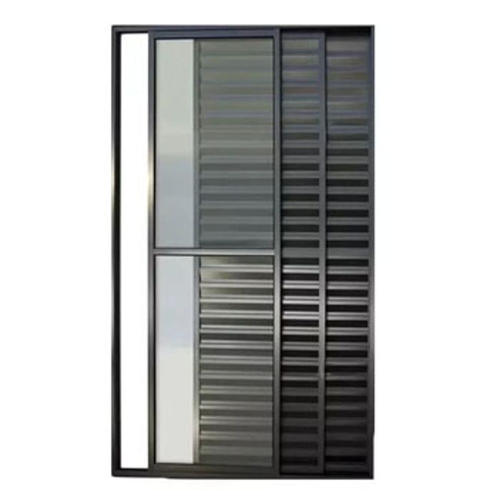Porta Balcão 3 Folhas Aluminio Preto C/Trinco 2,10x1,50