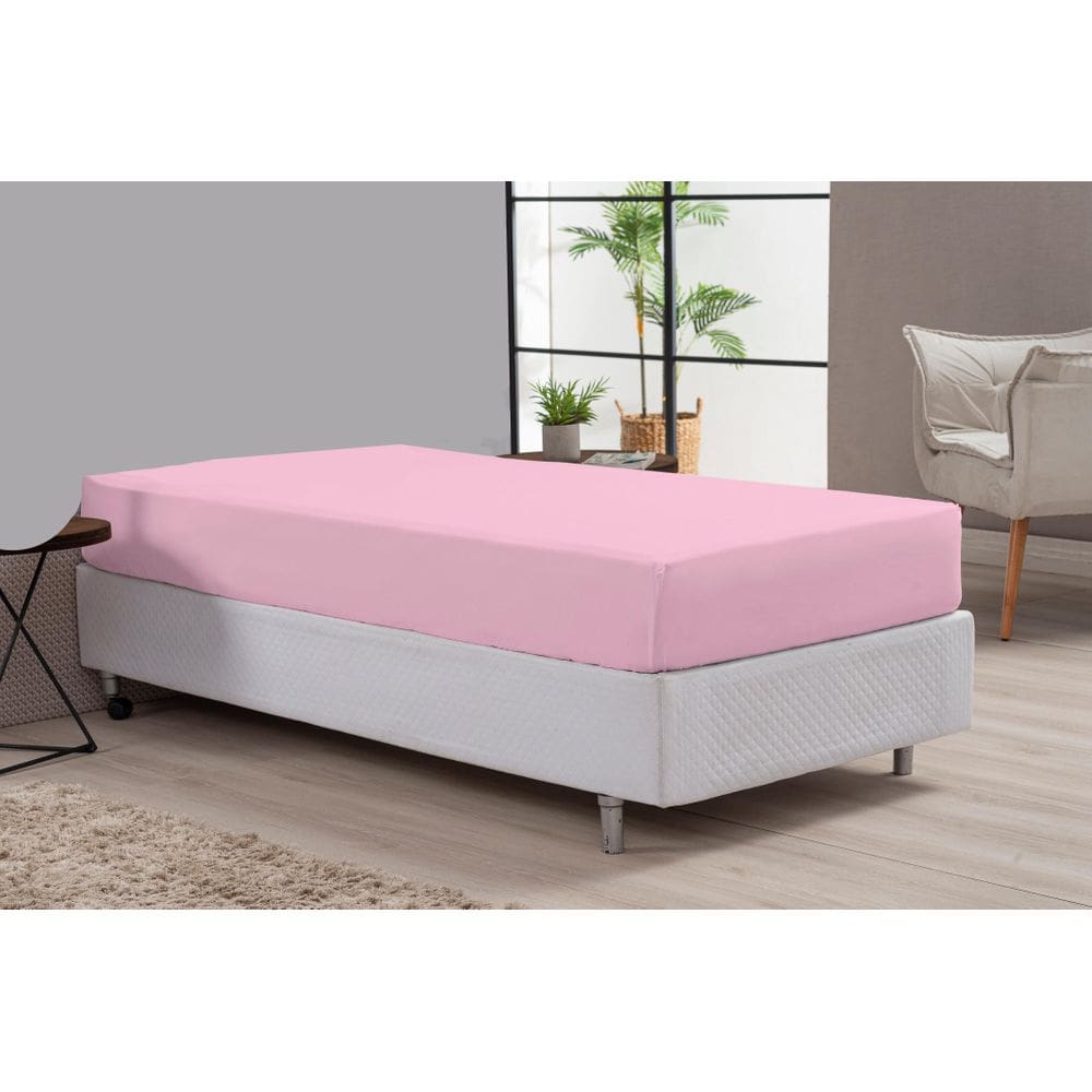 Lençol De Algodão Cama Solteiro Rosa Hotel Hospedaria