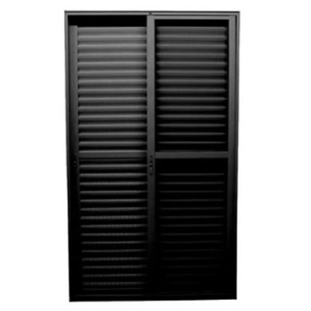 Porta Balcão 3 Folhas Aluminio Preto C/Fechadura 2,10x1,50