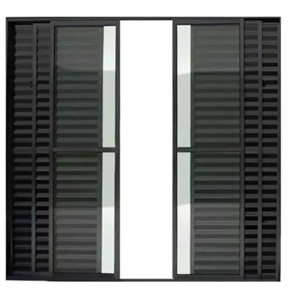 Porta Balcão 6 Folhas Aluminio Preto C/Trinco 2,10x2,00