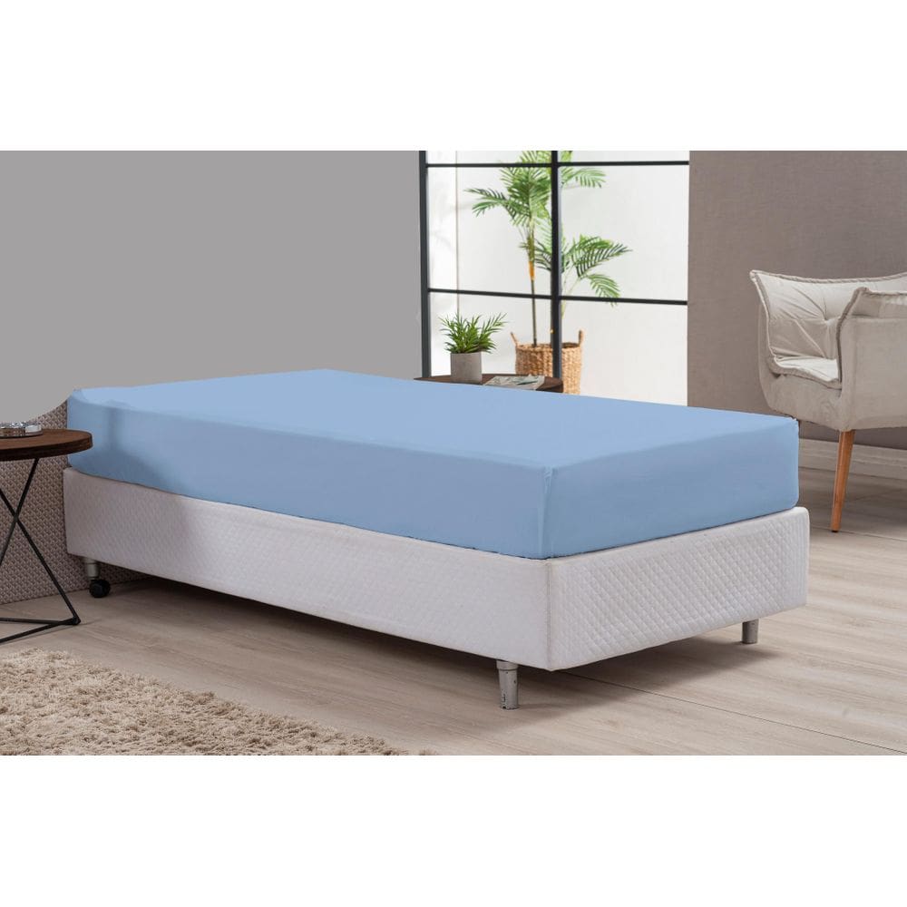 Lençol Avulso 180 Fios Percal Solteiro Azul 180 Fios