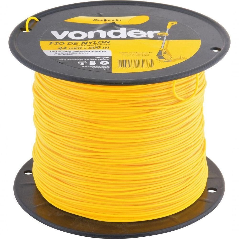 Fio Nylon 2,4mmx500m Redondo Roçadeiras E Aparadores Vonder