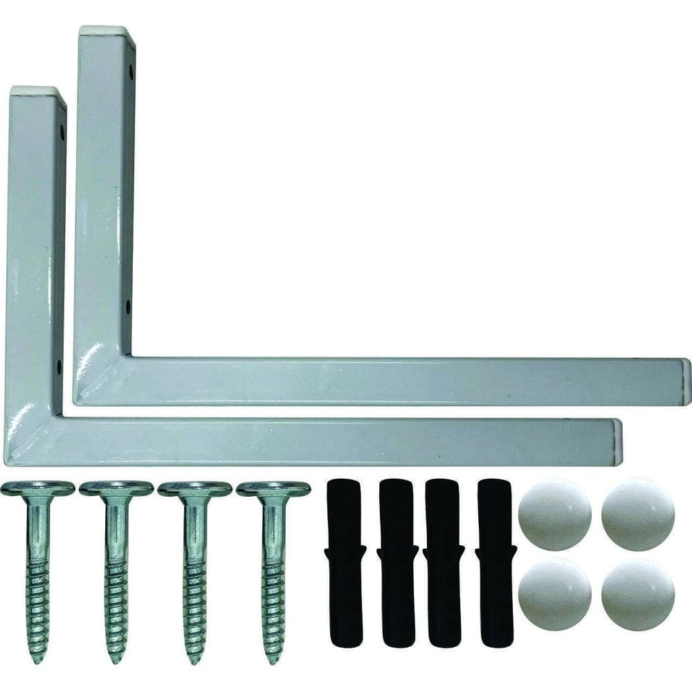 Kit 2 Suportes Mão Francesa Cantoneira Prateira Branco 25Cm