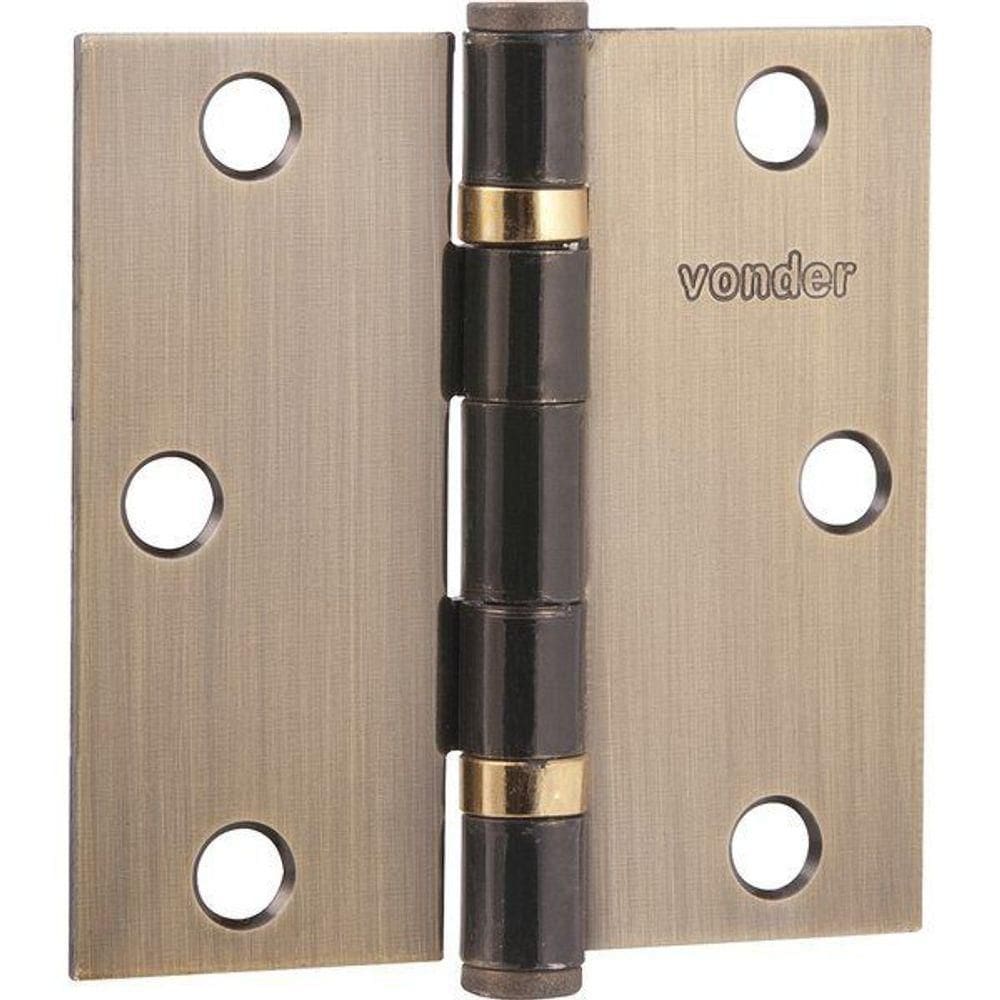 Dobradiça Para Porta 3.1-2 Aço Carbono Latonado Com 3 Peças