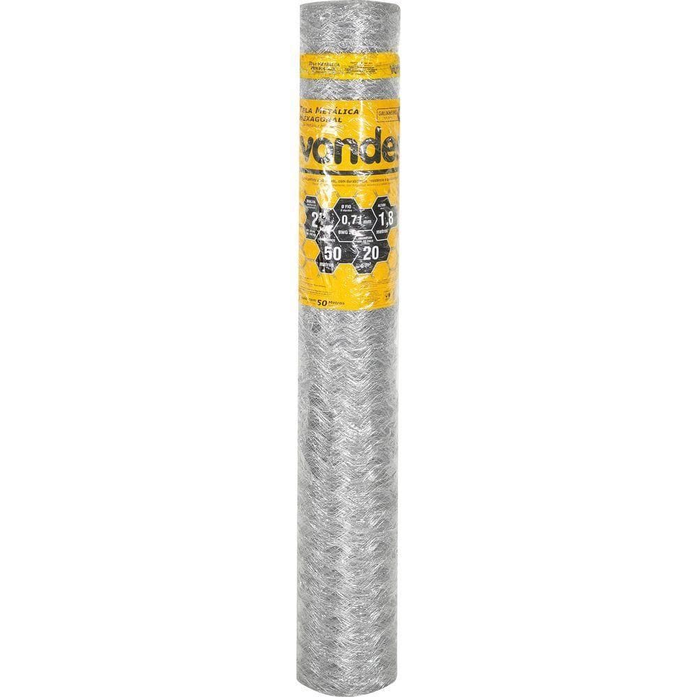 Tela Metálica Galinheiro Hex Malha 2`` BWG22 1,8m 50m Vonder