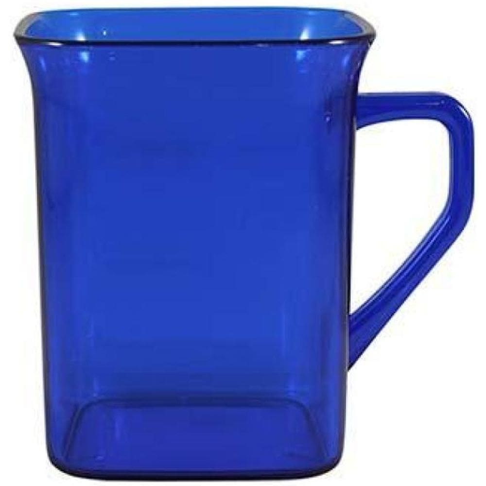 Kit 4 Canecas Quadrada Cristal Azul 250Ml Plástico